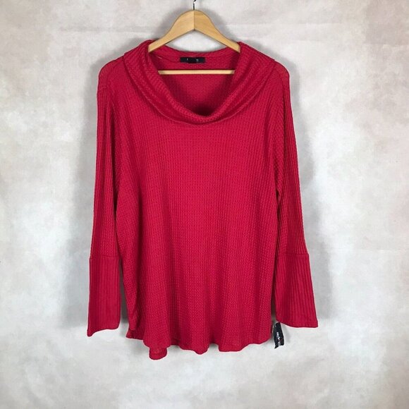 Dark Red Long Sleeve Cowl Neck Soft Thermal Top NWT 3X - Picture 8 of 10
